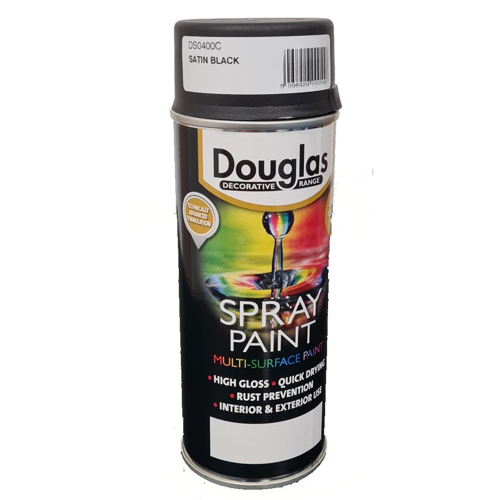 DOUGLAS SPRAY PAINT SATIN Black 400ml Topline Murphys