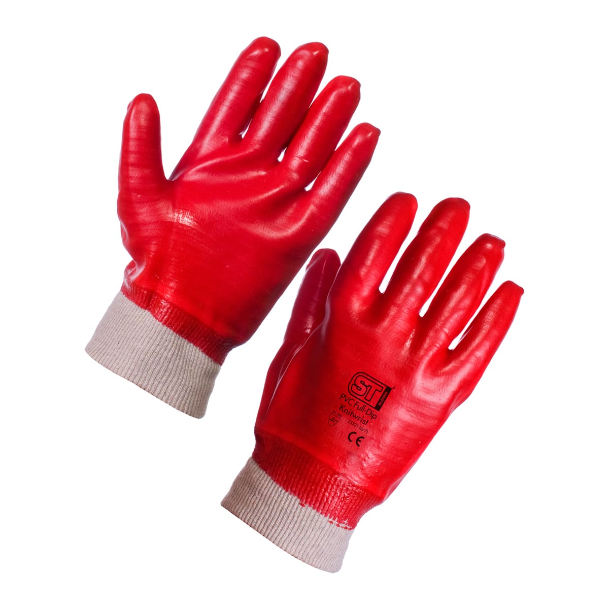 PVC RED KNITWRIST GLOVES